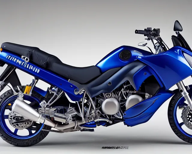 Image similar to 2 0 0 4 yamaha fzs 1 0 0 0, blue, studio lighting, photo, extremely detailed, artistic photography, 8 k, trending, very accurate,