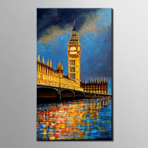 Image similar to detailed, soft, dynamic painting of the Big Ben on fire, professional painting, at dusk