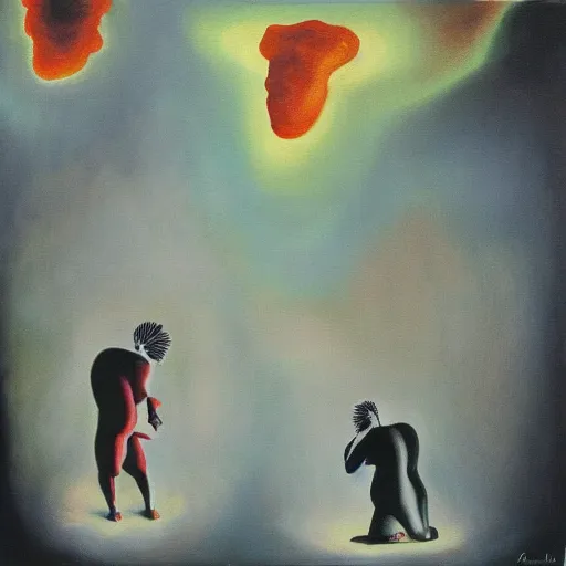 Image similar to the telepathy of instinct, absurdist painting