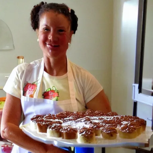 Image similar to a baker with too much cake
