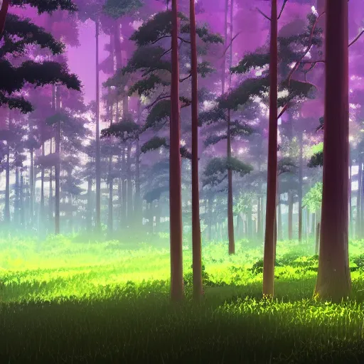 Prompt: forest lanscape panorama by makoto shinkai in pixar style backdrop