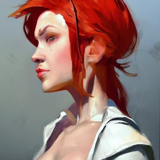 Image similar to greg manchess portrait painting of ginger beautiful princess as dragon age character, medium shot, asymmetrical, profile picture, organic painting, sunny day, matte painting, bold shapes, hard edges, street art, trending on artstation, by nick thornborrow