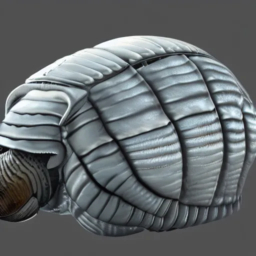 Image similar to cute giant isopod going to school, octane render, cute