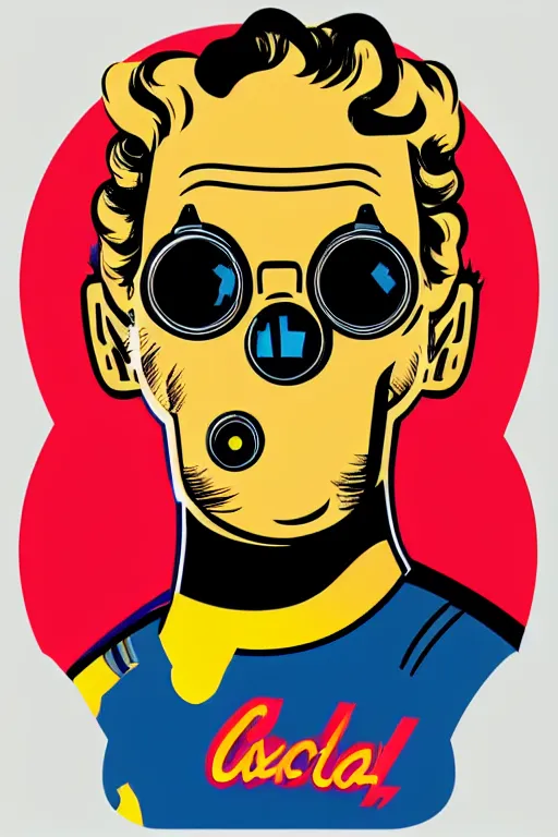 Image similar to fallout 7 6 retro futurist illustration art by butcher billy, sticker, colorful, illustration, highly detailed, simple, smooth and clean vector curves, no jagged lines, vector art, smooth andy warhol style