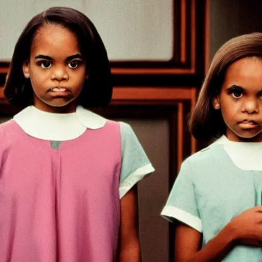 Image similar to a still of obama as the grady twins in the shining