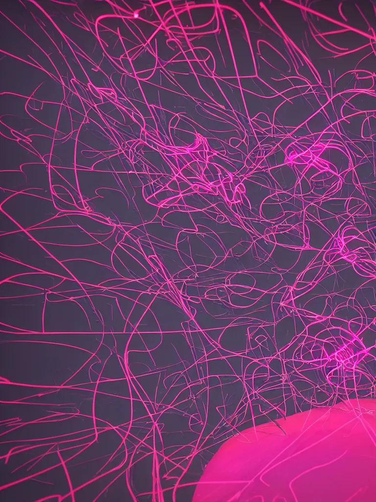 Prompt: neon glowing neural network by disney concept artists, blunt borders, rule of thirds