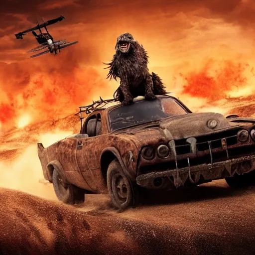 Prompt: Elmo in mad max fury, HD, 4k, high resolution, intricate detail, realistic