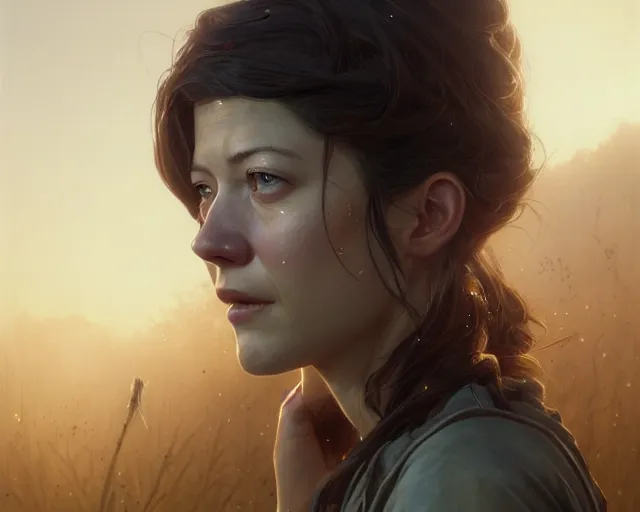 Image similar to highly detailed portrait of mary elizabeth winstead, in the walking dead, stephen bliss, unreal engine, fantasy art by greg rutkowski, loish, rhads, ferdinand knab, makoto shinkai and lois van baarle, ilya kuvshinov, rossdraws, tom bagshaw, global illumination, radiant light, detailed and intricate environment