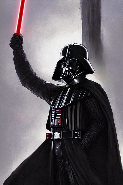 Prompt: happy darth vader. clean elegant painting, beautiful details. by artgerm and greg rutkowski