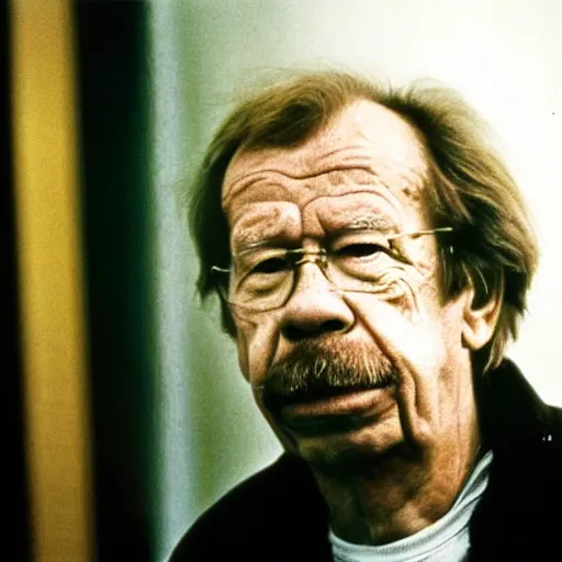 Image similar to portrait of vaclav havel in a still frame of a miyazaki movie