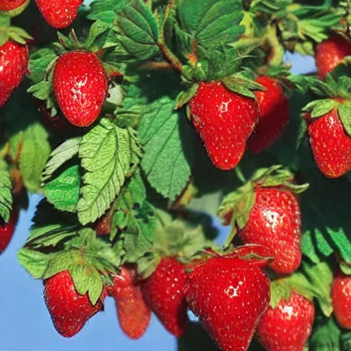 Prompt: un pommier qui donne des fraises