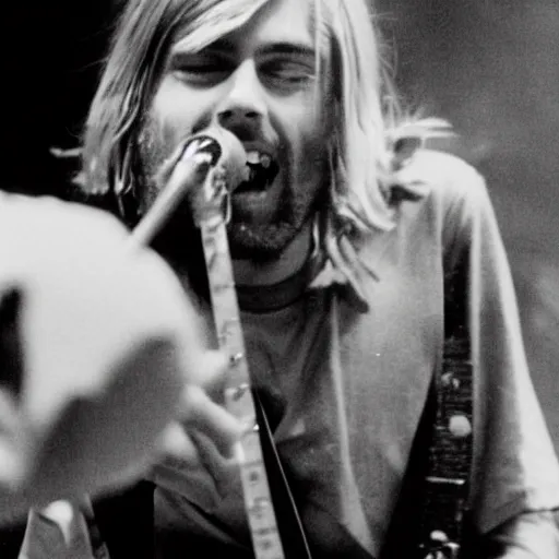 Prompt: Kurt Cobain opens a heart shaped box