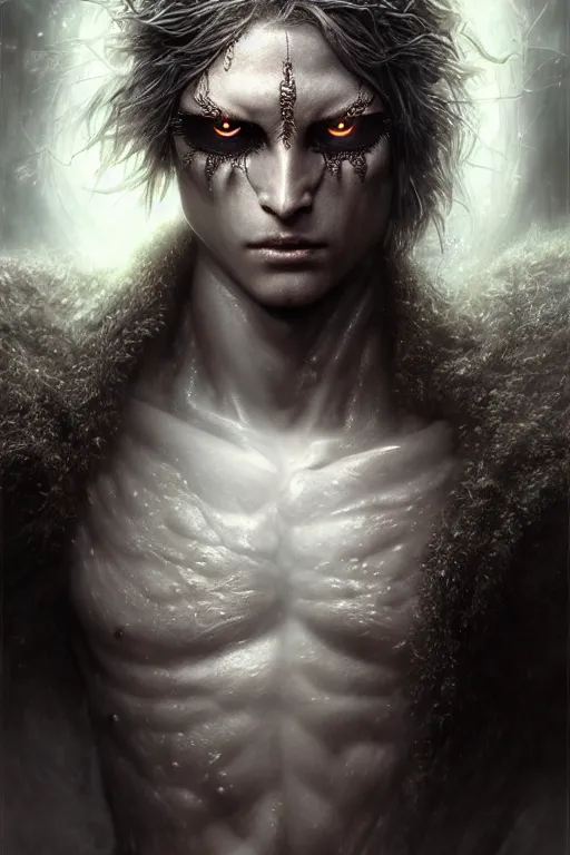 Image similar to cyclops, one - eyed man, beautiful, intricate, ethereal, by luis royo, hyper detailed, weta digital, ray trace, unreal engine, trending on artist, beautifully lit, glow, cinematic, soft light, photorealistic, volumetric, realistic, glossy, 8 k post - production, masterpiece, luxury, smooth