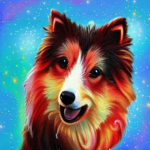 Prompt: artwork of a shetland sheepdog by Patrice murciano in a style of murciano