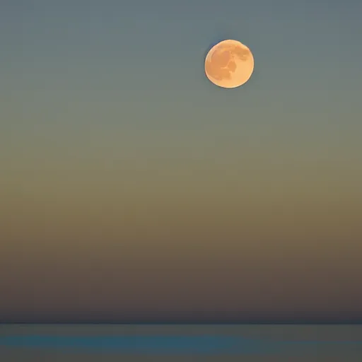 Prompt: orange full moon rising over the lake horizon at night, photograph, iso 1 0 0 0