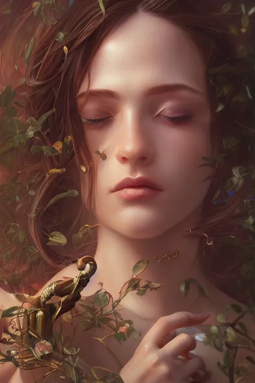 Image similar to ultra realistic illustration, beautiful feminine orchid, close up shot, cyberpunk, sci-fi, fantasy, intricate, elegant, highly detailed, digital painting, artstation, concept art, smooth, sharp focus, illustration, art by artgerm and greg rutkowski and alphonse mucha, rene magritte, surrealism