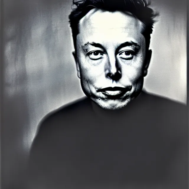 Prompt: a vintage photograph of Elon Musk\ by Julia Margaret Cameron, portrait, 40mm lens, shallow depth of field, split lighting