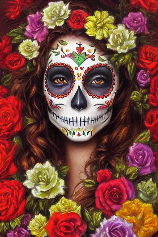 Image similar to Illustration of a sugar skull day of the dead girl, art by Mark Keathley