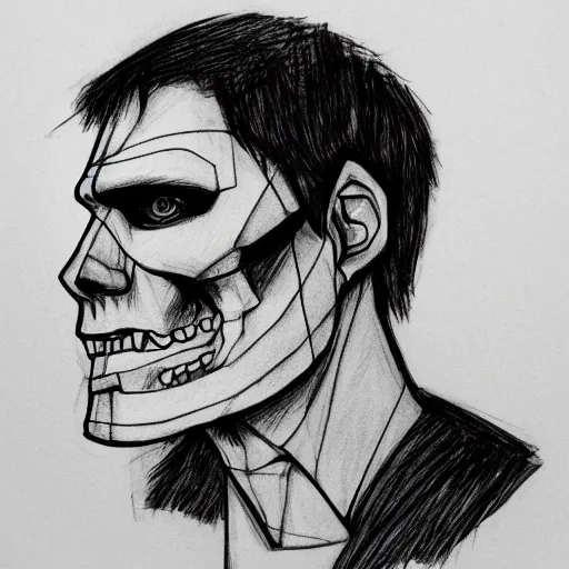 Image similar to super ultra detailed shaded sketch of corrupted jerma
