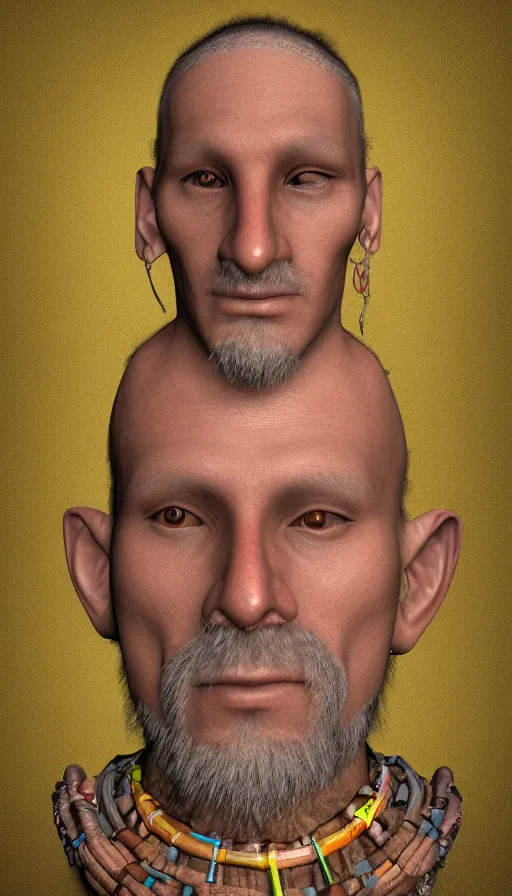 Image similar to portrait of a digital shaman, with 3 d render