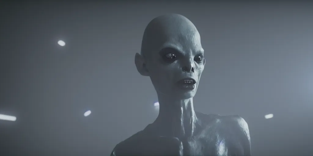 Image similar to cinematic film still of a punk alien starring in a dave meyers directed music video, cgi, vfx, ( ( ( chiaroscuro ) ) ) lighting, shallow depth of field, ( ( 8 0 mm ) ), f 1. 8