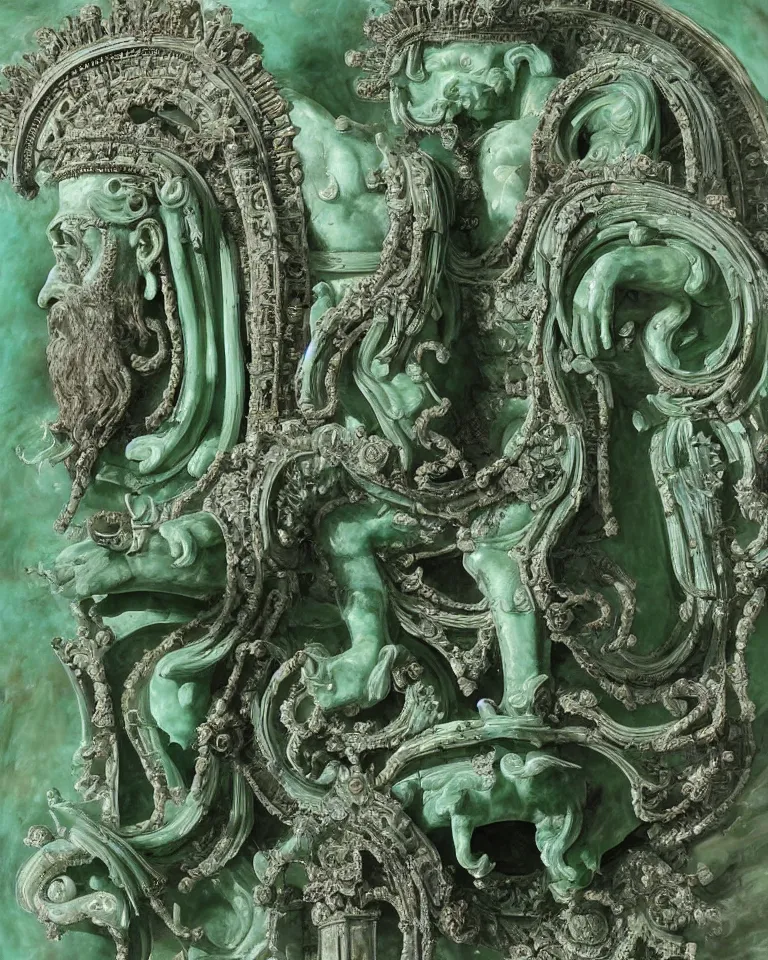 Prompt: achingly beautiful painting of intricate ancient victor emmanuel ii roma on jade background by giger