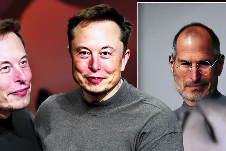 Prompt: elon musk with a dead body of steve jobs, backrooms