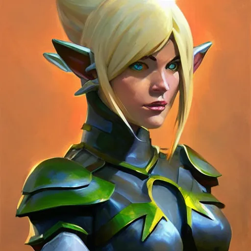 Image similar to greg manchess portrait painting of partially armored female link from legend of zelda as overwatch character, medium shot, asymmetrical, profile picture, organic painting, sunny day, matte painting, bold shapes, hard edges, street art, trending on artstation, by huang guangjian and gil elvgren and sachin teng