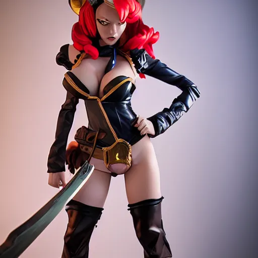 Image similar to miss fortune from league of legends, actionfigure, studio lighting, product shoot