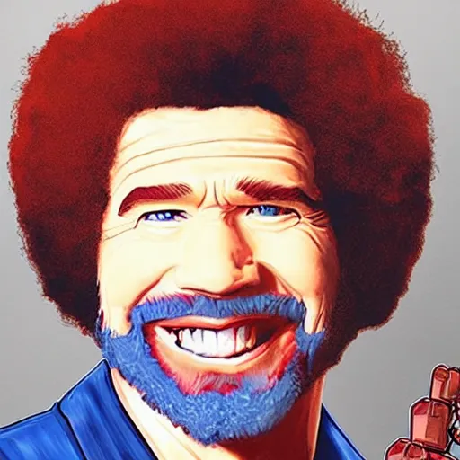 Image similar to Bob Ross as captain america