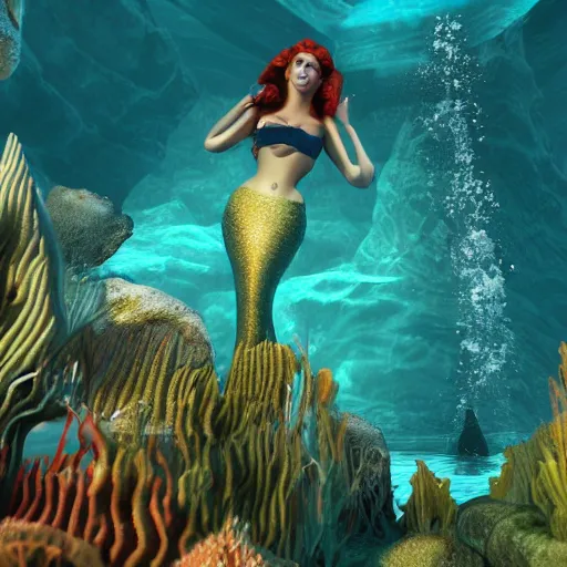 Prompt: a portrait of mermaid underwater atlantis, 4 k, photorealistic, organic, unreal engine