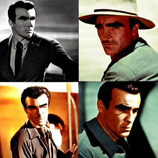 Prompt: still frames from action movie starring montgomery clift movie