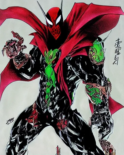 Image similar to Spawn from DC comics by Yoshitaka Amano