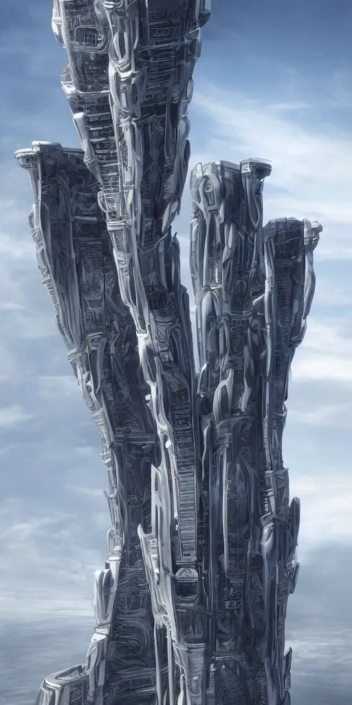 Prompt: epic futuristic tower, highly detailed, realistic, dramatic