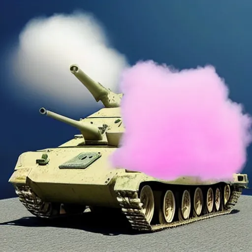 Prompt: a ultra realistic tank made of cotton candy