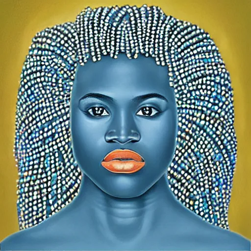 Prompt: “sango God of thunder plaited hair beads cowry Nigerian lightning facial details proportionate dark skinned symmetrical digital art oil painting Edward hooper”