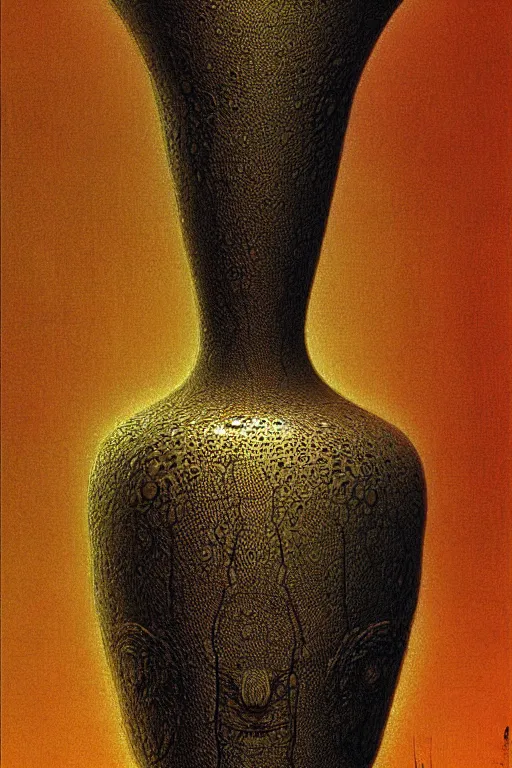 Image similar to symmetric vase, with detailed texture front view by luis royo and wayne barlowe, beksinski