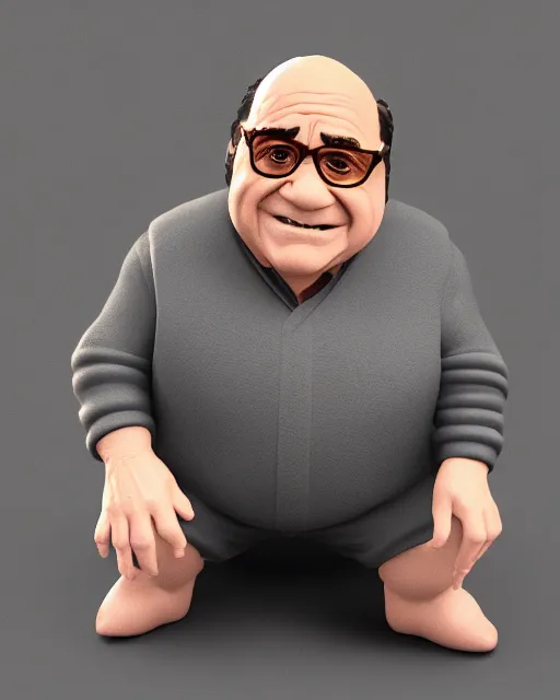 Image similar to full body 3d render of Danny DeVito as a funko pop, studio lighting, white background, blender, trending on artstation, 8k, highly detailed