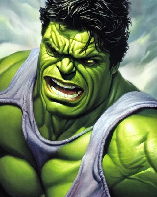 a moody oil painting of the incredible hulk looking | Stable Diffusion ...