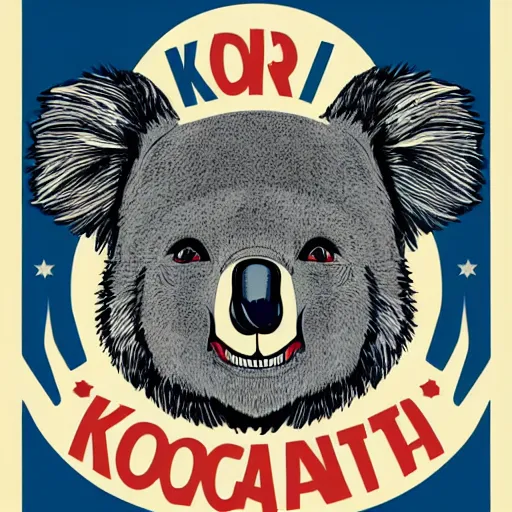 Image similar to Propaganda poster of dictator koala, sticker, highly detailed, colorful, illustration, smooth and clean vector curves, no jagged lines, vector art, smooth