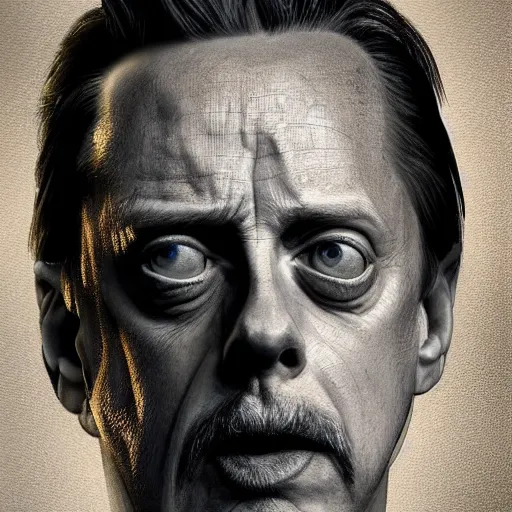 Image similar to hyperrealistic mixed media high resolution painting of Steve Buscemi antagonist The Highlander, stunning 3d render inspired art by Jamie Salmon and WForrest and Greg Rutkowski, perfect facial symmetry, dim volumetric lighting, 8k octane beautifully detailed render, full body shot, post-processing, extremely hyper-detailed, intricate, epic composition, highly detailed attributes, highly detailed atmosphere, cinematic lighting, masterpiece, trending on artstation, very very detailed, masterpiece, stunning, flawless completion, lifelike texture, perfection,