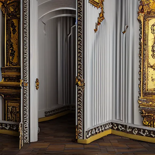 Prompt: a ghost realm doorway in a victorian room with white curtains photorealistic vivid 8k