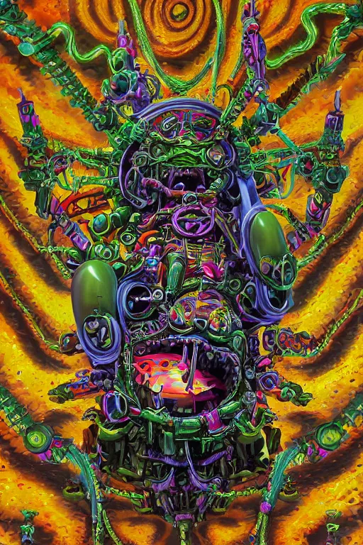 Image similar to hyper-maximalist lowbrow style overdetailed 3d sculpture of a monster by clogtwo and ben ridgway inspired by beastwreckstuff chris dyer and jimbo phillips. Cosmic horror infused retrofuturist style. Hyperdetailed high resolution. Render by binx.ly in discodiffusion. Dreamlike surreal polished render by machine.delusions. Sharp focus.