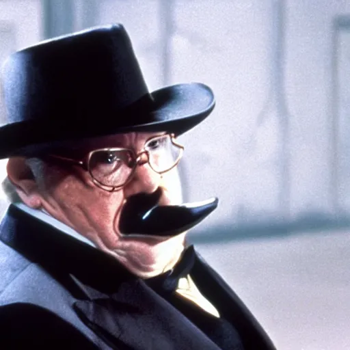 Image similar to film still of wilford brimley as the penguin in batman 1 9 9 1.
