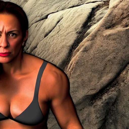 Image similar to The Rock Johnson if he was a woman, high octane render, 4k, hd