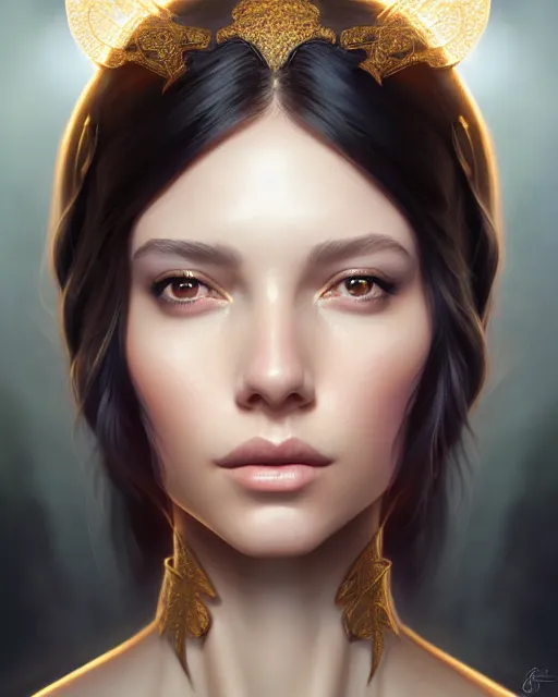 Prompt: symmetry portrait of brunette princess, glam, fae, glowing skin, intricate, elegant, highly detailed, digital painting, artstation, concept art, smooth, sharp focus, illustration, art by artgerm and greg rutkowski and fra angelico and unreal engine 5