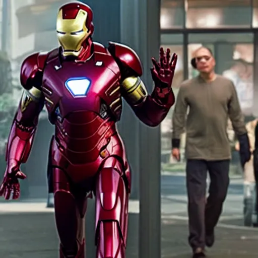 Image similar to Jerry Seinfeld as Iron Man in the Marvel Cinematic Universe