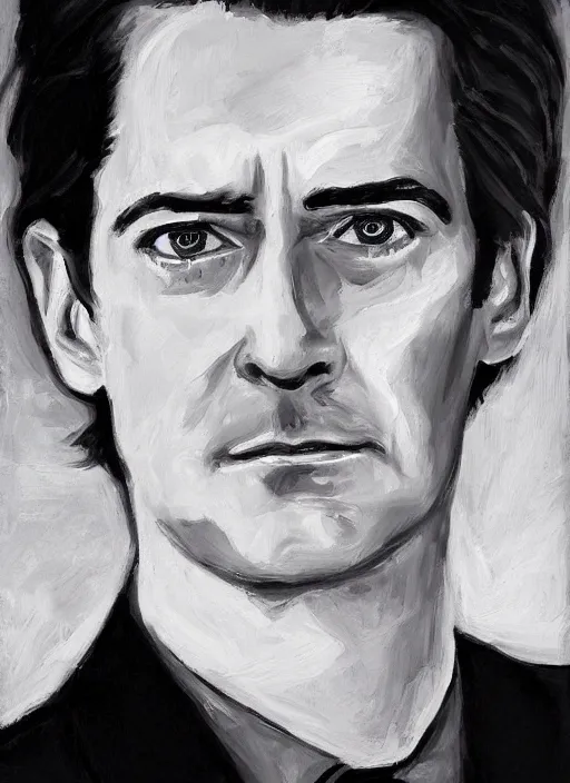 Image similar to portrait of kyle maclachlan as dale cooper by helene delmaire