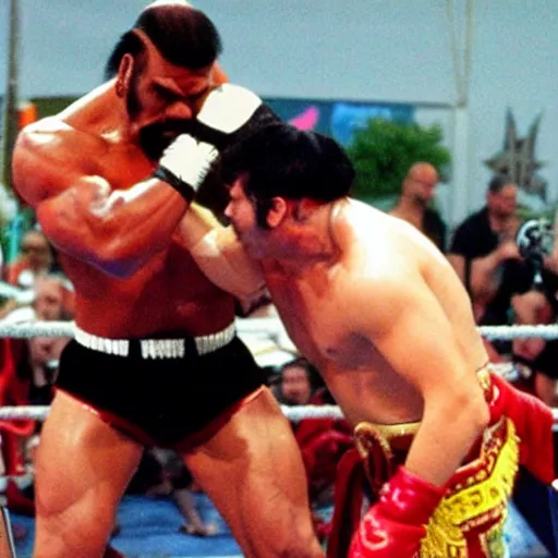 Image similar to wrestlemania mr t punching hulk hogan