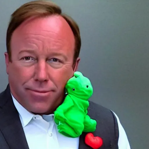 Prompt: Alex Jones Teletubbie